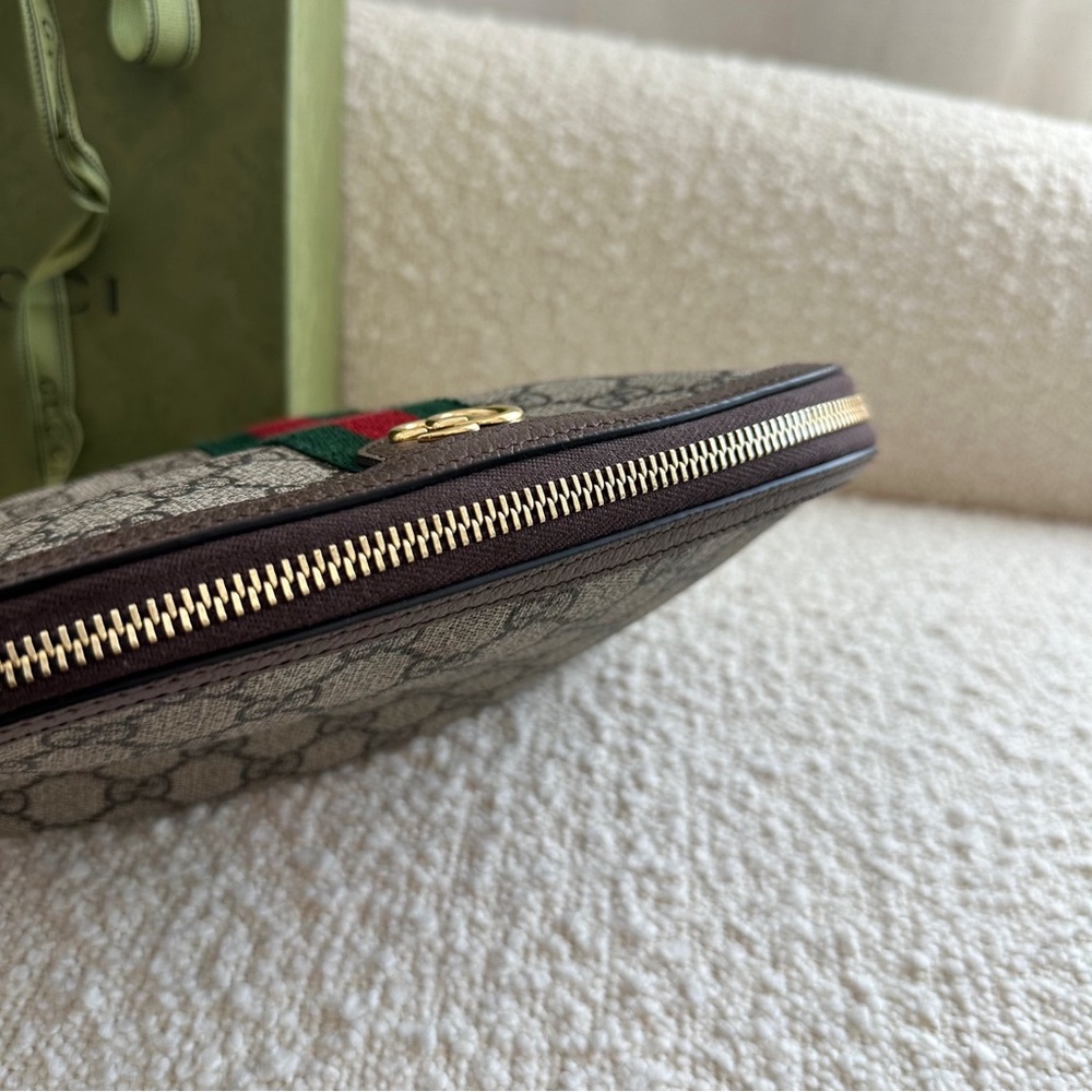 Gucci GG Pattern Cosmetic Case with Red and Green Stripe - Picture 7 of 11